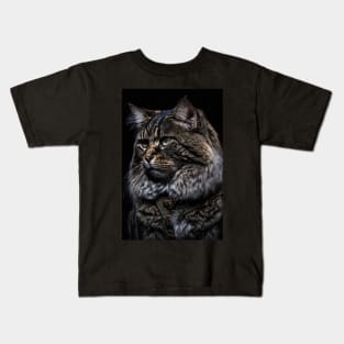 Cool cat portrait looking out in the distance Kids T-Shirt